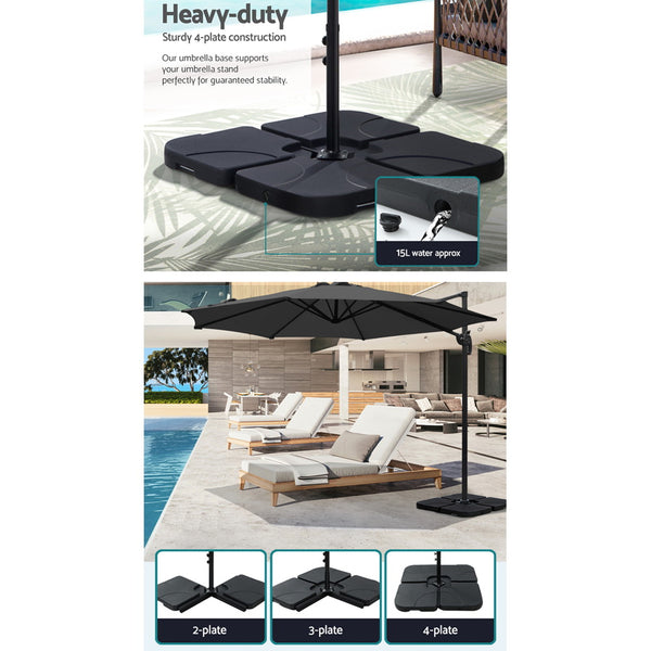 Instahut 3m Outdoor Umbrella w/Base Cantilever Beach Roma 360 Degree Tilt Charcoal Awezingly