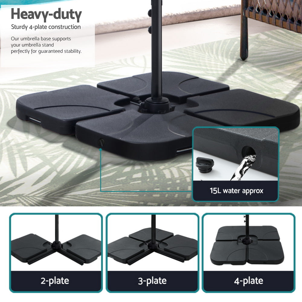 Instahut 3m Outdoor Umbrella w/Base Cantilever Beach Roma 360 Degree Tilt Grey Instahut