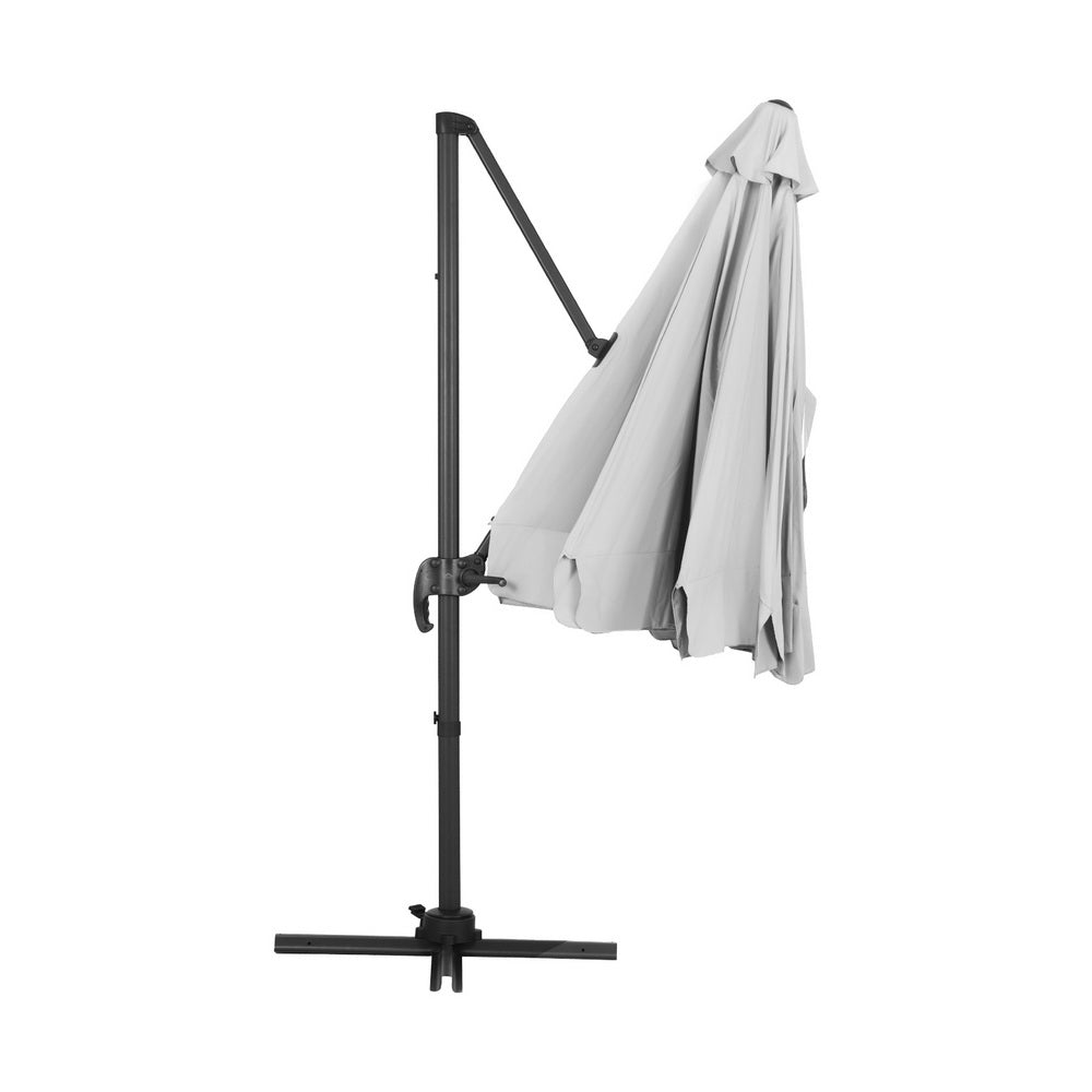 Instahut 3m Outdoor Umbrella Cantilever 360 Degree Tilt Beach Roma Grey Instahut