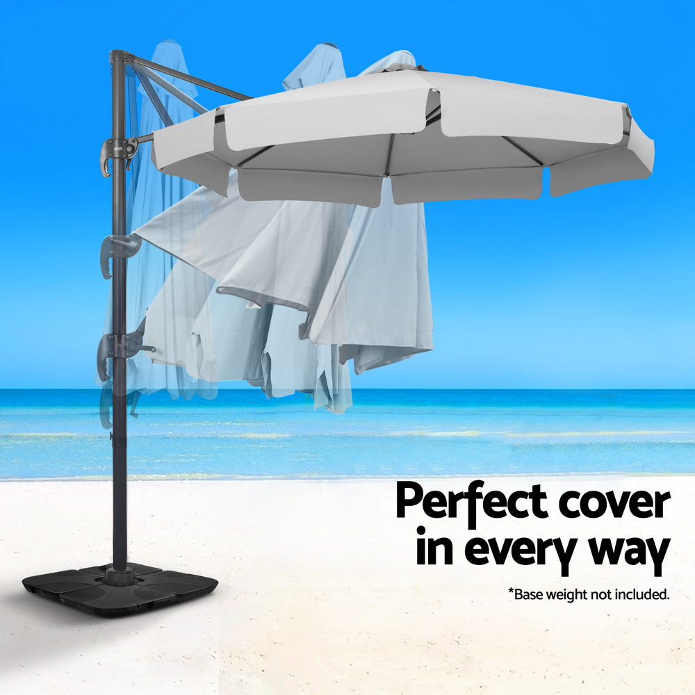 Instahut 3m Outdoor Umbrella Cantilever 360 Degree Tilt Beach Roma Grey Instahut