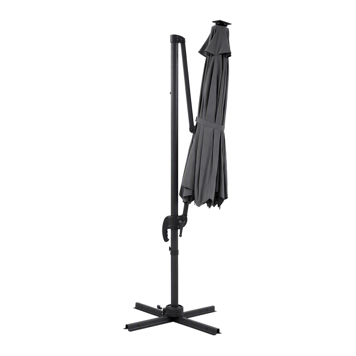 Instahut Outdoor Umbrella 3m Solar LED Offset Cantilever Patio Parasol Charcoal Awezingly