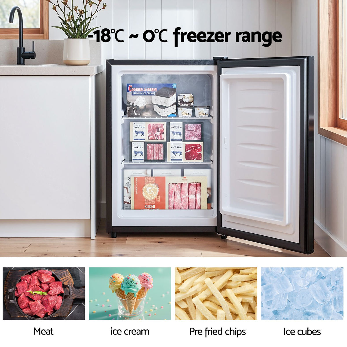 Devanti 42L Upright Freezer Fridge Black Awezingly