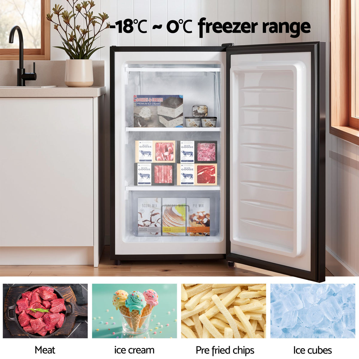 Devanti 81L Upright Freezer Fridge Black Awezingly