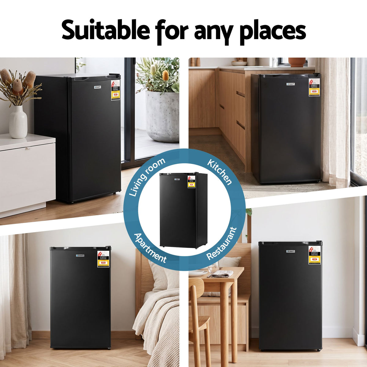 Devanti 81L Upright Freezer Fridge Black Awezingly