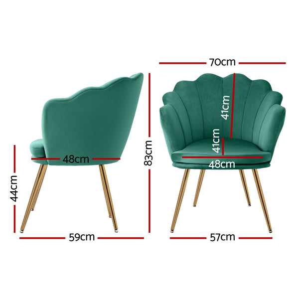Artiss Armchair Lounge Chair Accent Armchairs Retro Lounge Accent Chair Single Sofa Velvet Shell Back Seat Green Artiss