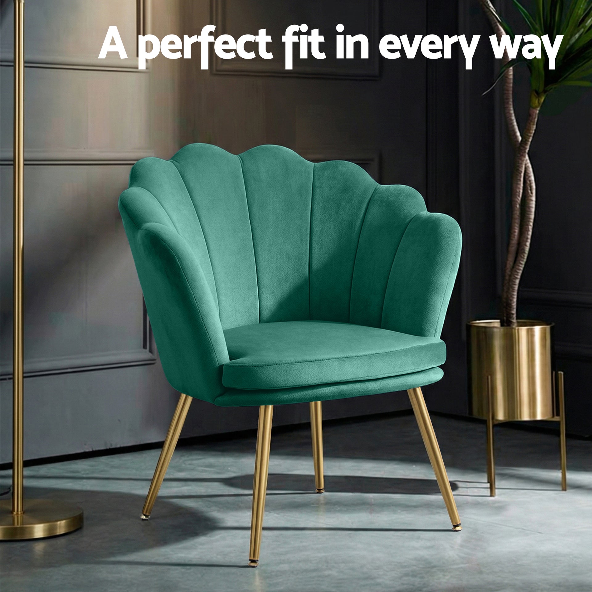 Artiss Armchair Lounge Chair Accent Armchairs Retro Lounge Accent Chair Single Sofa Velvet Shell Back Seat Green Artiss
