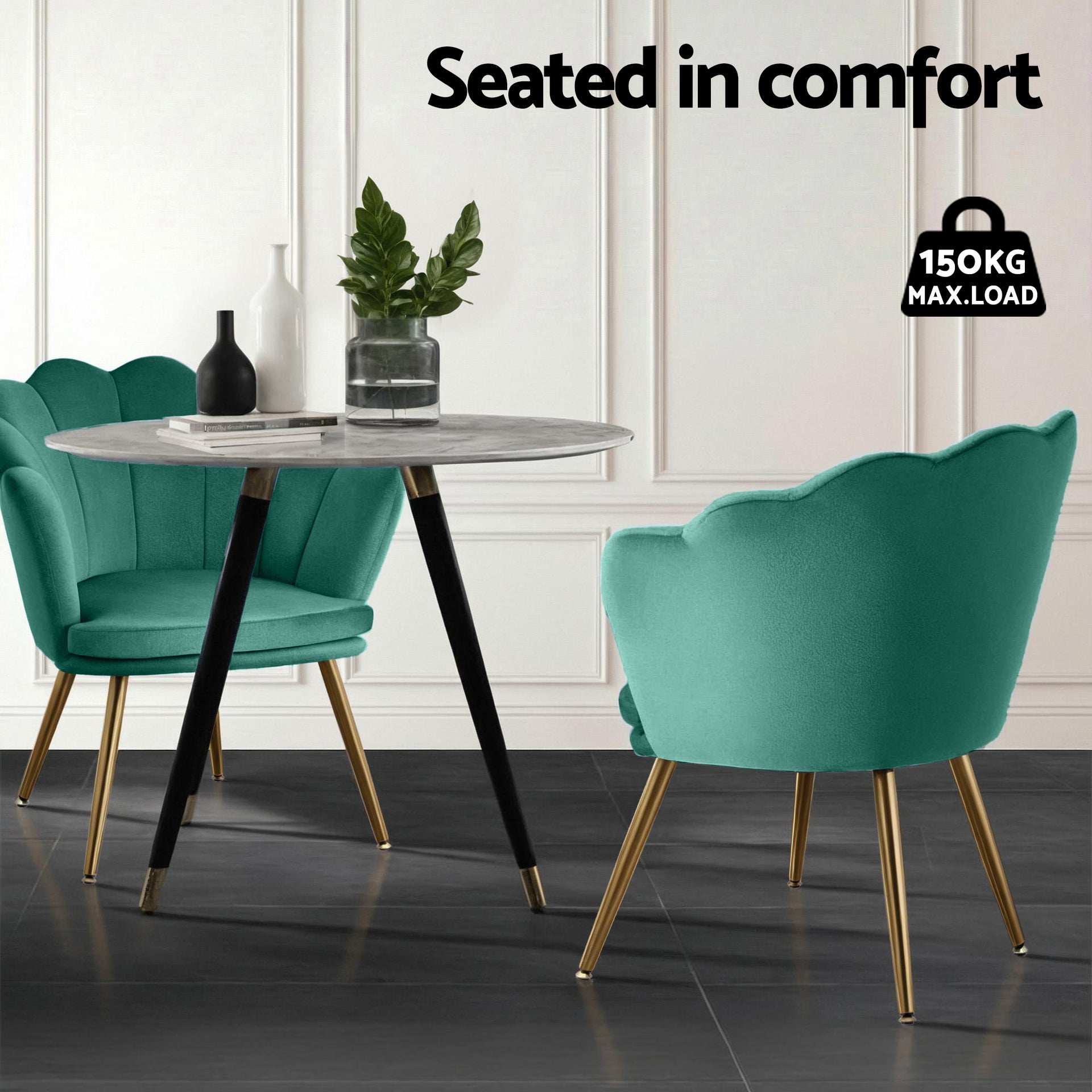 Artiss Armchair Lounge Chair Accent Armchairs Retro Lounge Accent Chair Single Sofa Velvet Shell Back Seat Green Artiss