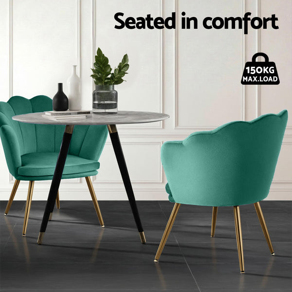 Artiss Armchair Lounge Chair Accent Armchairs Retro Lounge Accent Chair Single Sofa Velvet Shell Back Seat Green Artiss