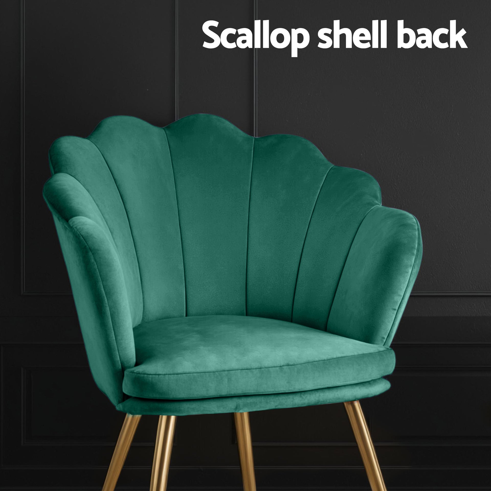 Artiss Armchair Lounge Chair Accent Armchairs Retro Lounge Accent Chair Single Sofa Velvet Shell Back Seat Green Artiss