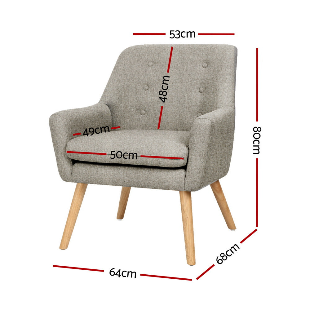 Artiss 2X Armchair Lounge Chair Accent Tub Chair Beige ANNE Awezingly