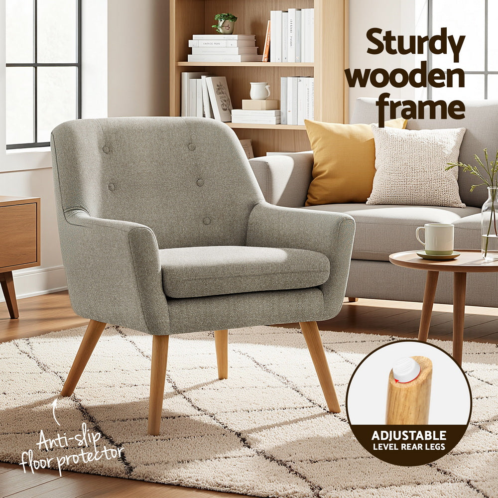 Artiss 2X Armchair Lounge Chair Accent Tub Chair Beige ANNE Awezingly