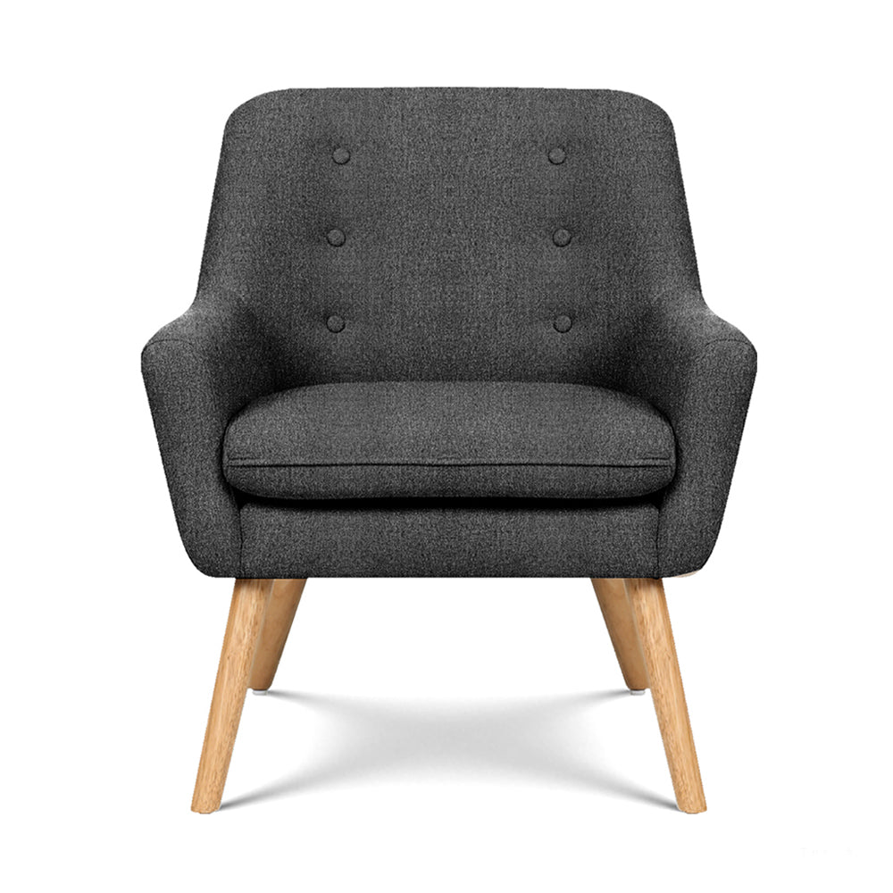 Artiss 2X Armchair Lounge Chair Accent Tub Chair Charcoal ANNE Awezingly