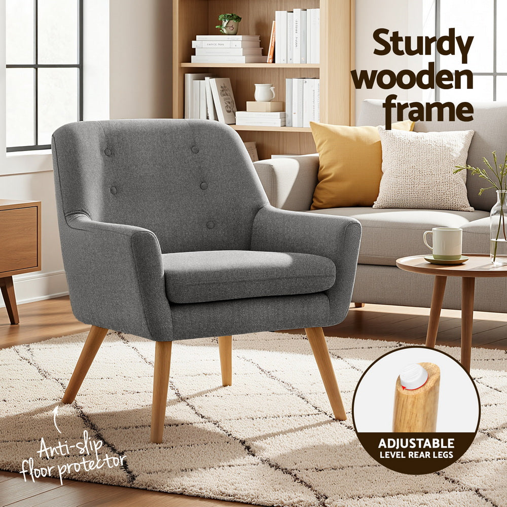 Artiss 2X Armchair Lounge Chair Accent Tub Chair Grey ANNE Awezingly