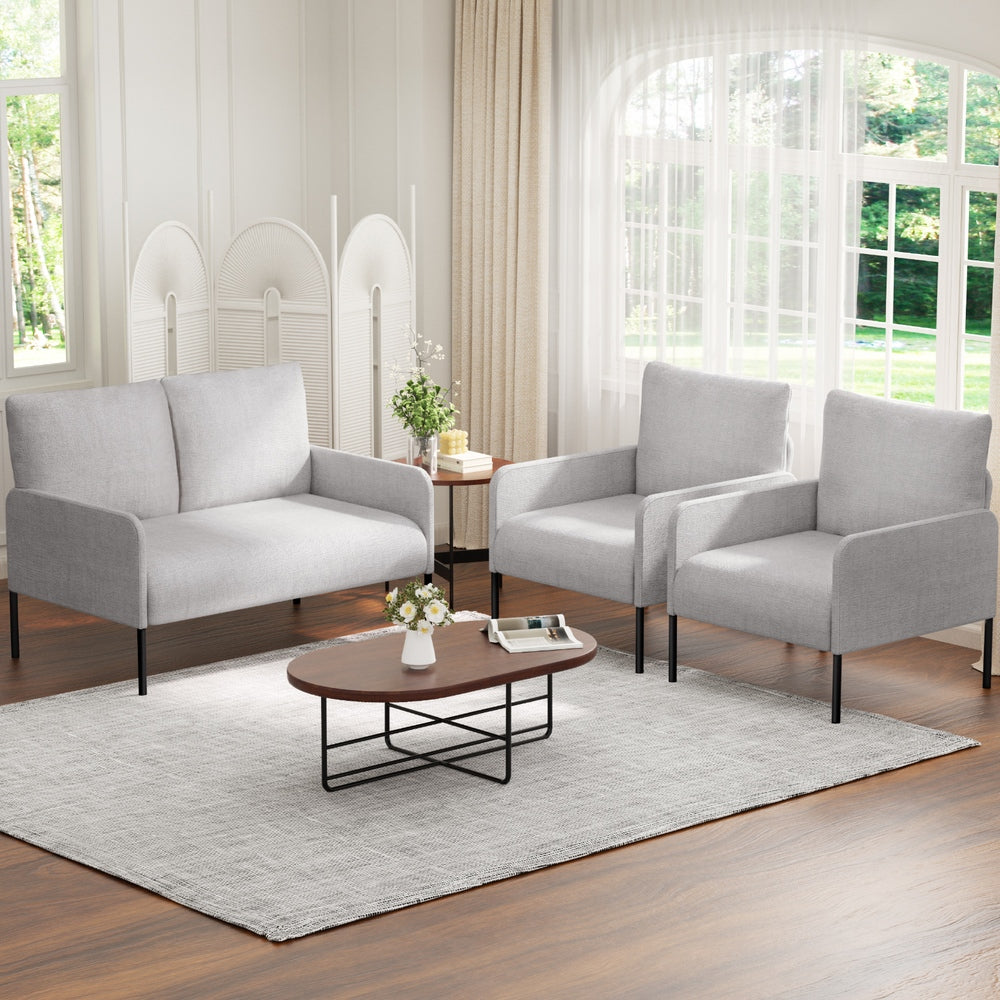 Artiss Armchair 4 Seater Sofa Set Pillow Gery Kane Artiss