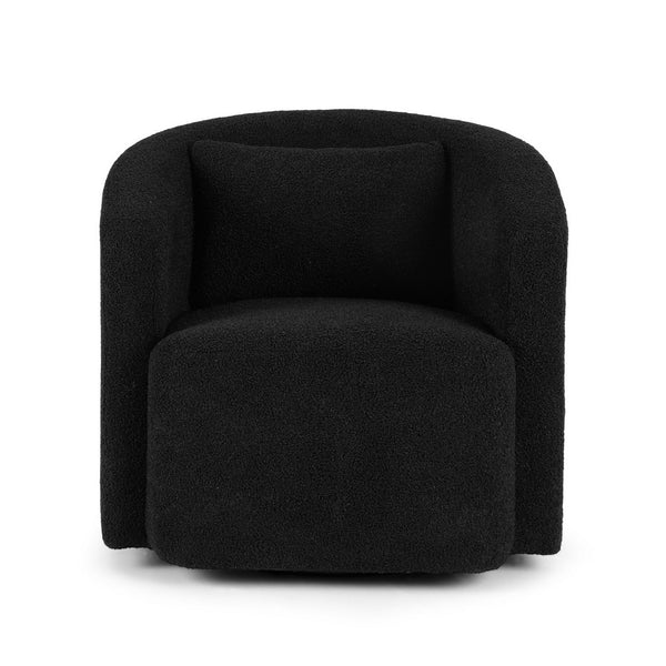 Artiss Round Swivel Armchair Sherpa Fleece Black Awezingly