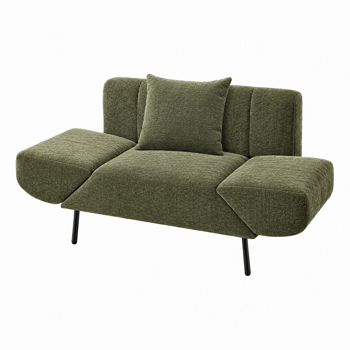 Artiss Armchair 3-in-1 Convertible Chenille Lounger and Daybed Green Awezingly