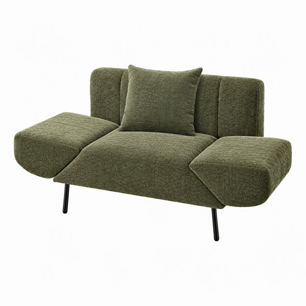 Artiss Armchair 3-in-1 Convertible Chenille Lounger and Daybed Green Awezingly