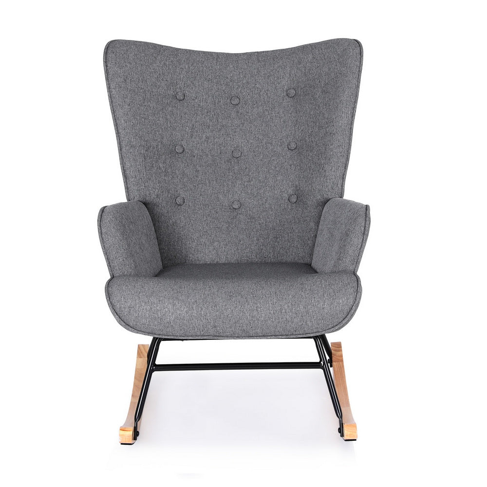 Artiss Rocking Armchair Nursing Chair Linen Fabric Grey Awezingly