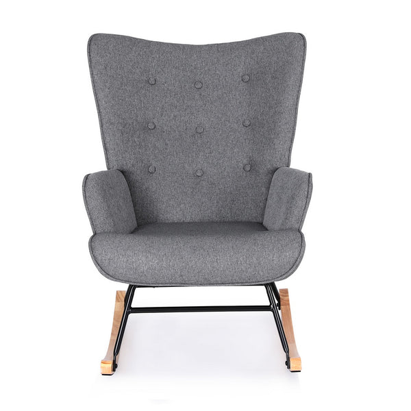 Artiss Rocking Armchair Nursing Chair Linen Fabric Grey Awezingly