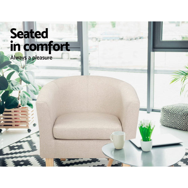 Artiss Armchair Lounge Chair Tub Accent Armchairs Fabric Sofa Chairs Wooden Artiss