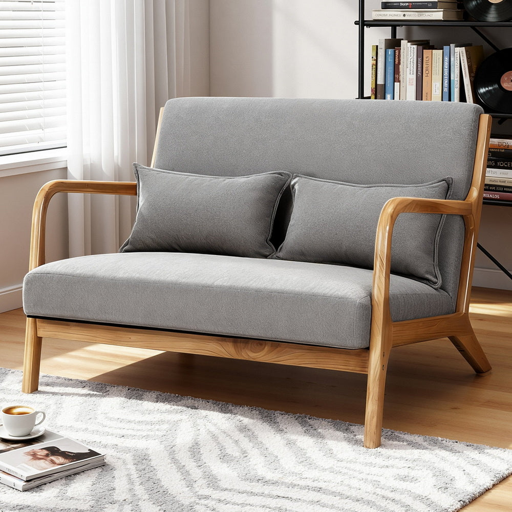 Artiss Armchair 2-seater Loveseat Fabric Grey Awezingly