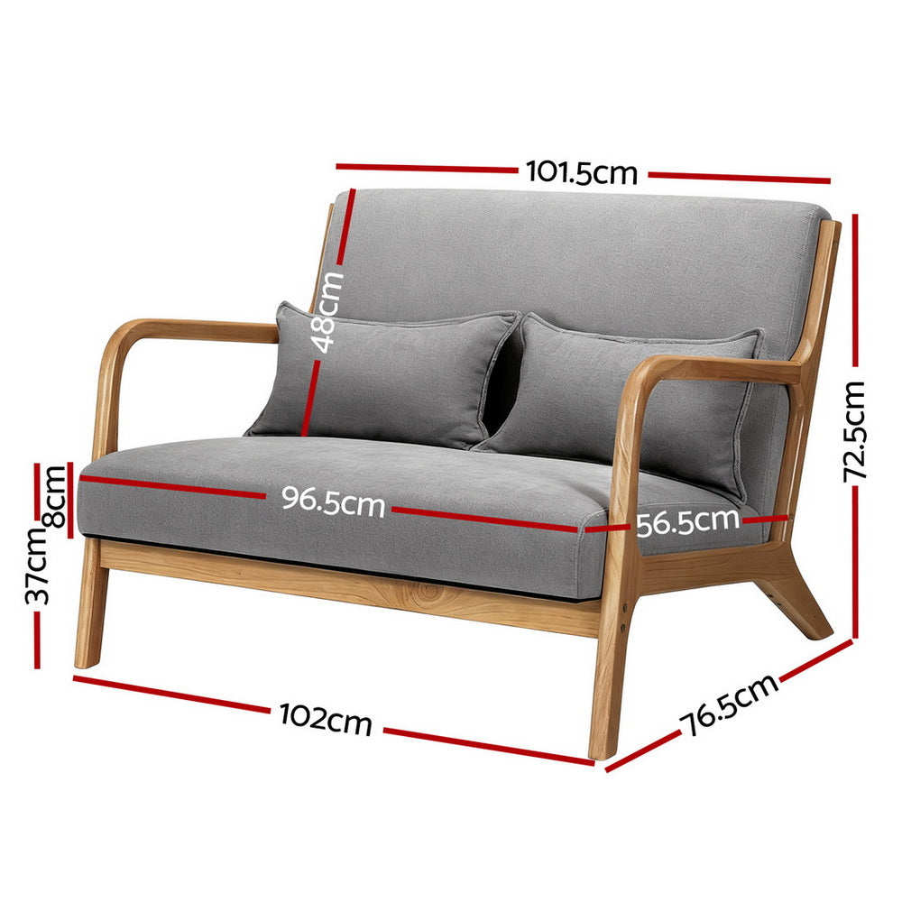 Artiss Armchair 2-seater Loveseat Fabric Grey Awezingly