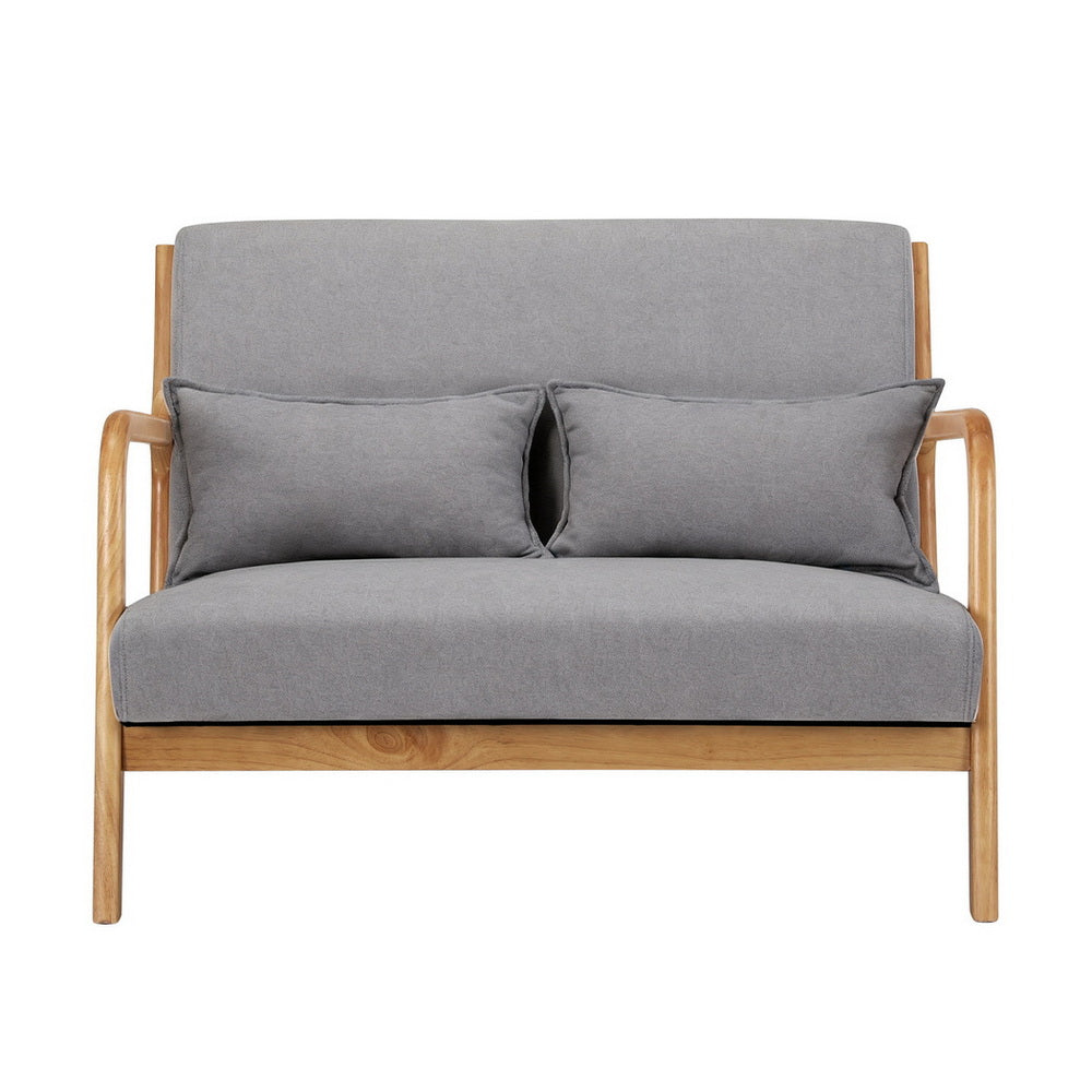 Artiss Armchair 2-seater Loveseat Fabric Grey Awezingly