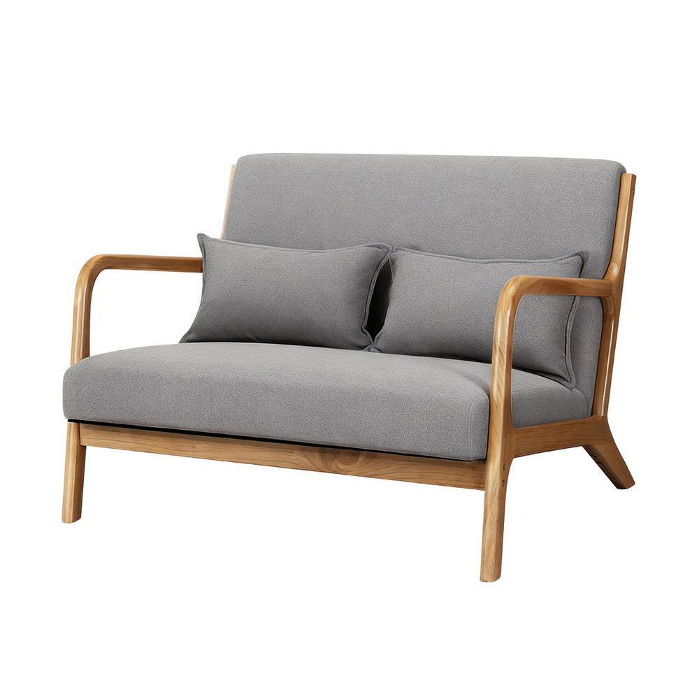 Artiss Armchair 2-seater Loveseat Fabric Grey Awezingly