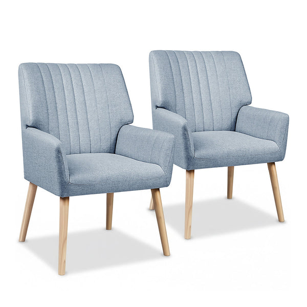 Artiss 2X Armchair Fabric Blue Grey Awezingly