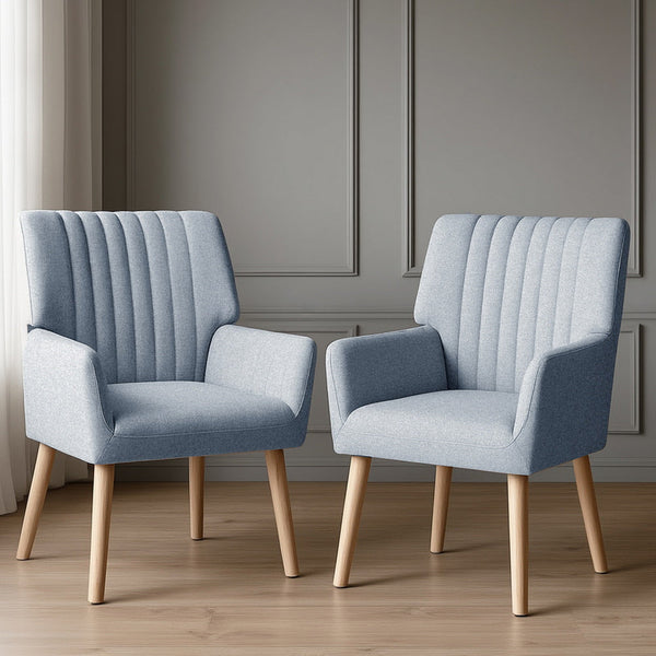 Artiss 2X Armchair Fabric Blue Grey Awezingly