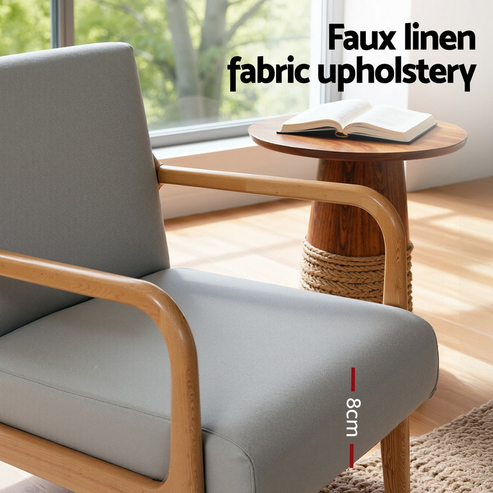 Artiss Armchair Fabric Light Grey Awezingly
