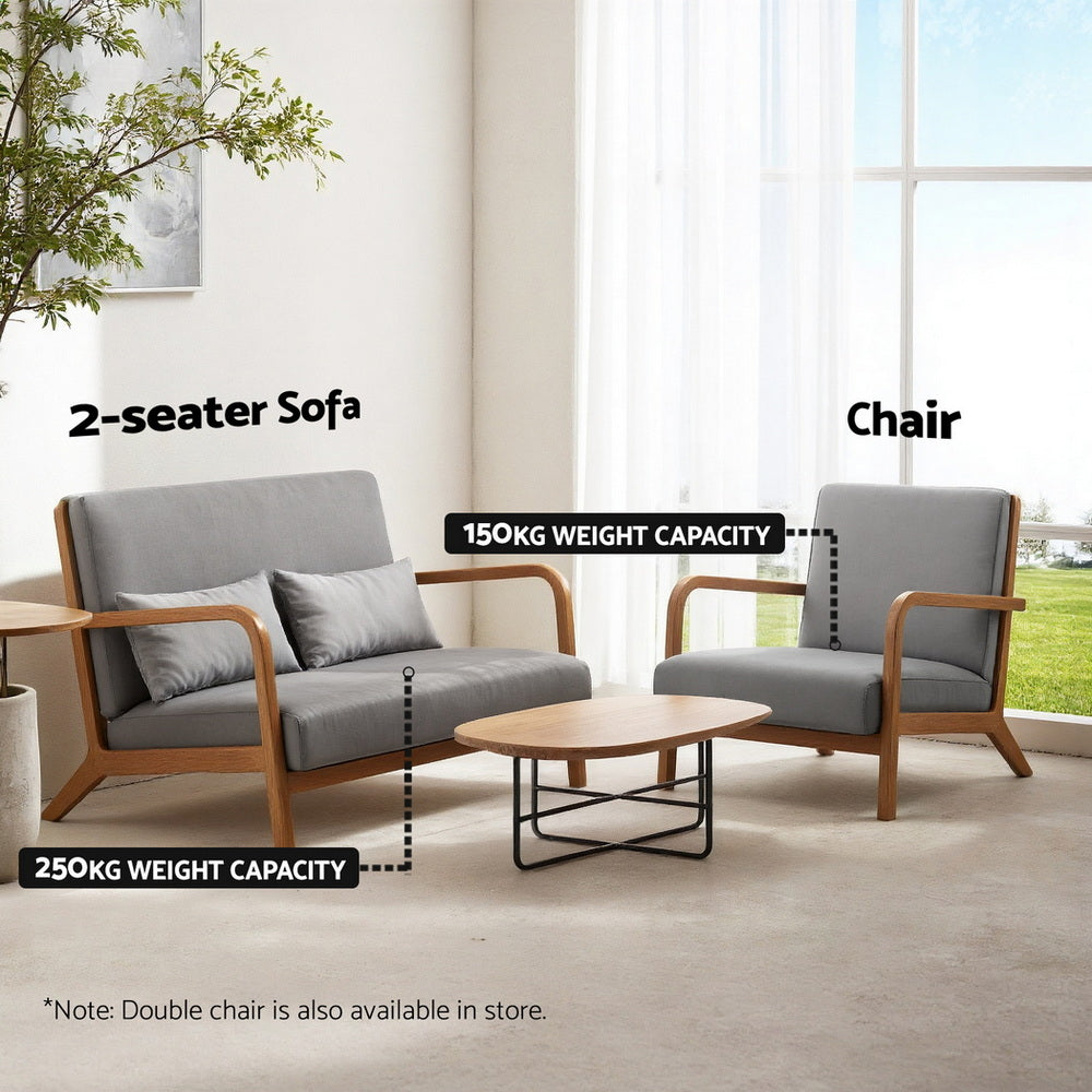 Artiss Armchair Fabric Light Grey Awezingly