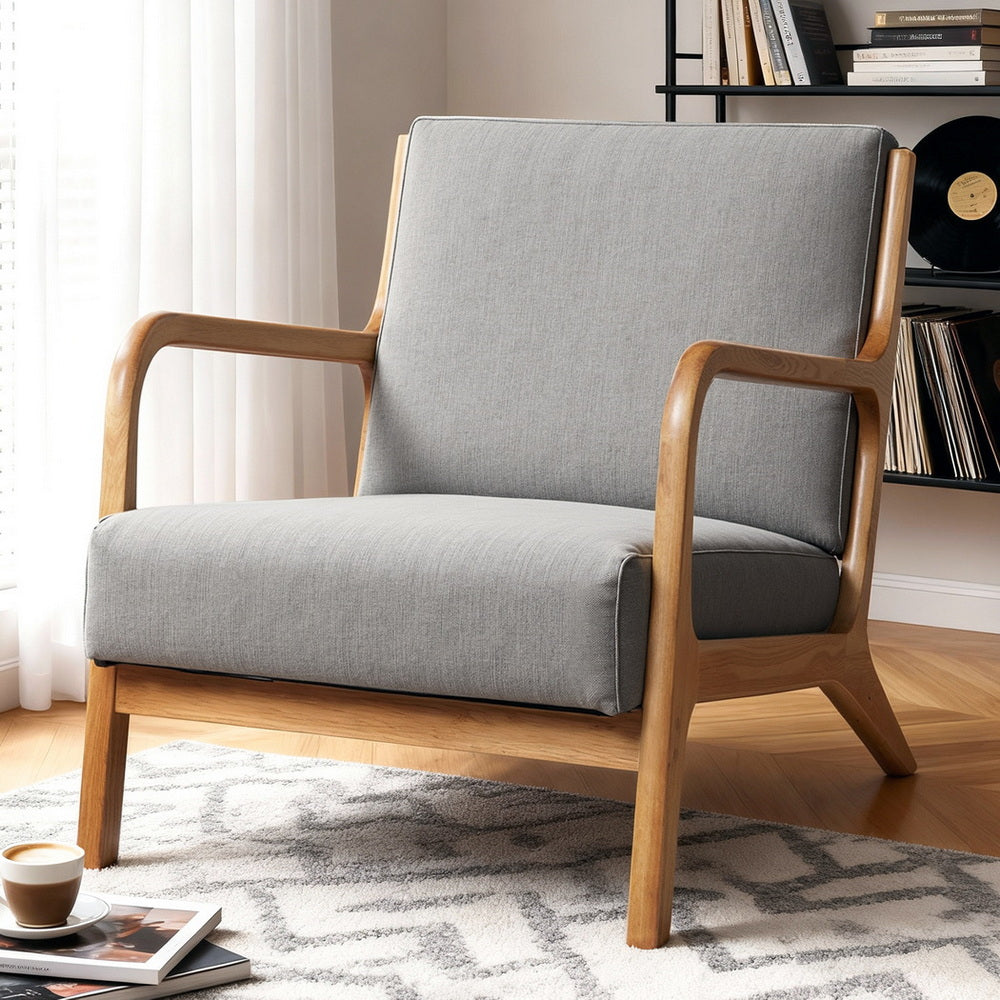 Artiss Armchair Fabric Light Grey Awezingly