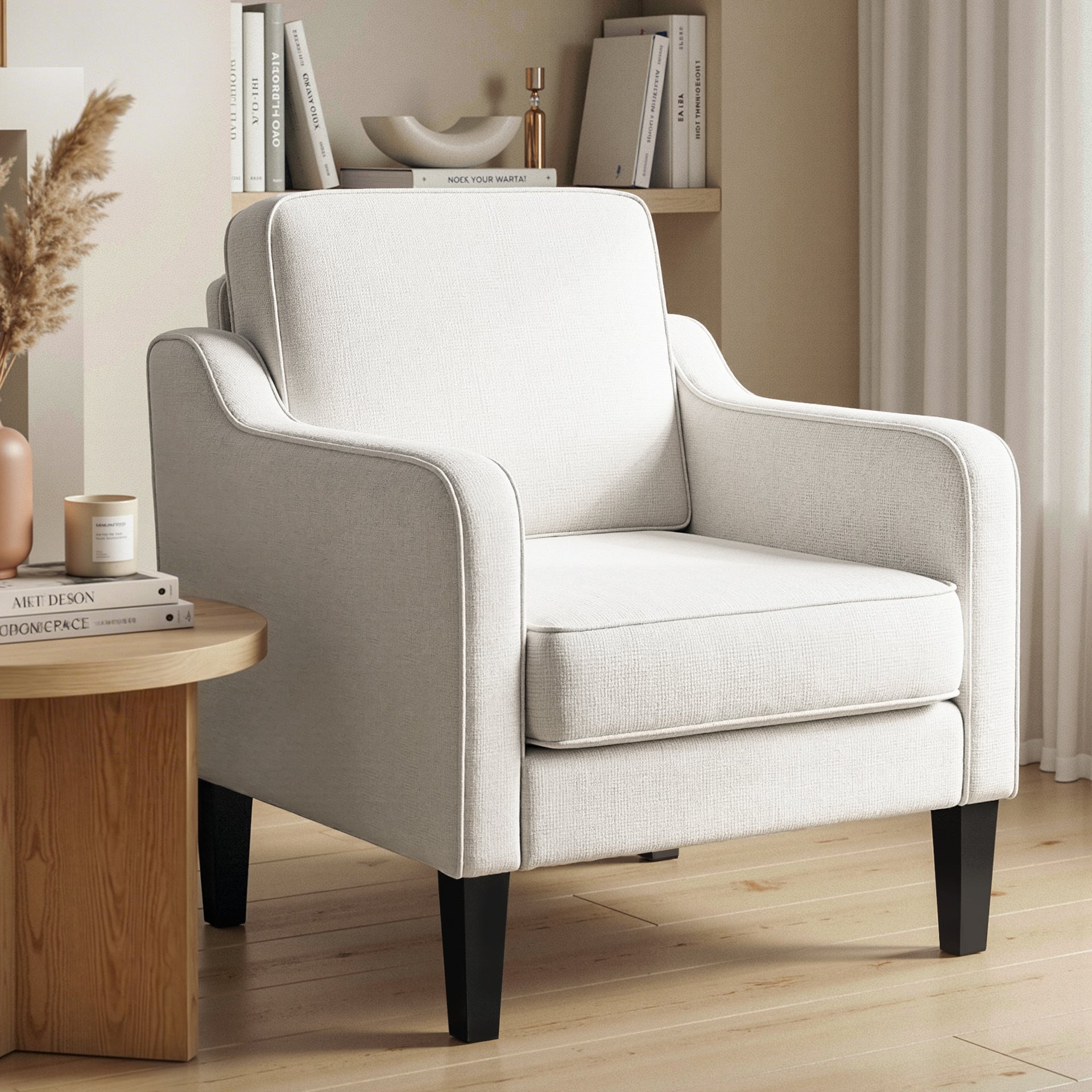 Artiss Armchair Lounge Accent Chair Linen Fabric Beige Awezingly