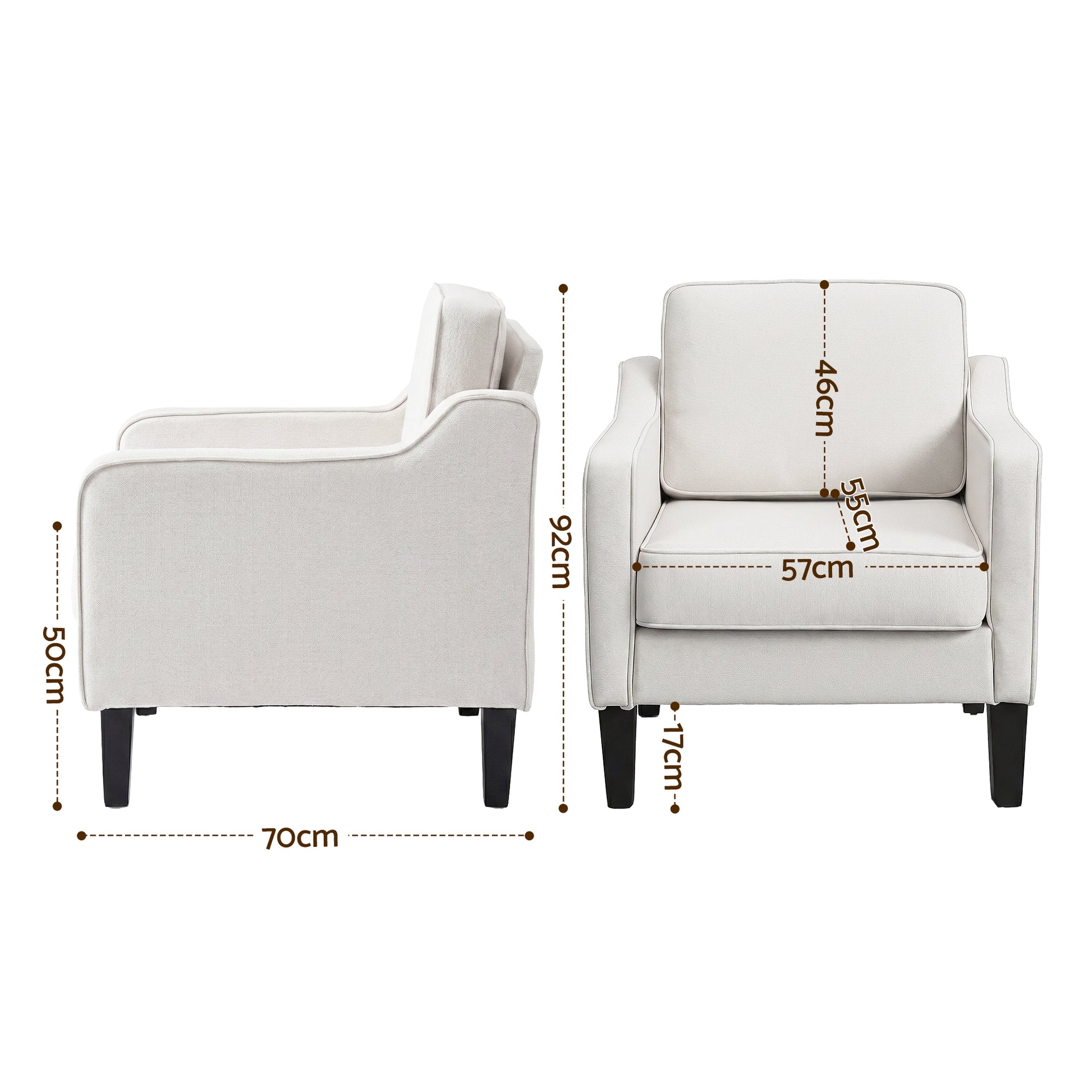 Artiss Armchair Lounge Accent Chair Linen Fabric Beige Awezingly