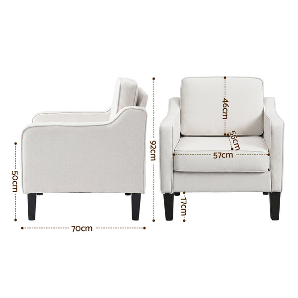 Artiss Armchair Lounge Accent Chair Linen Fabric Beige Awezingly