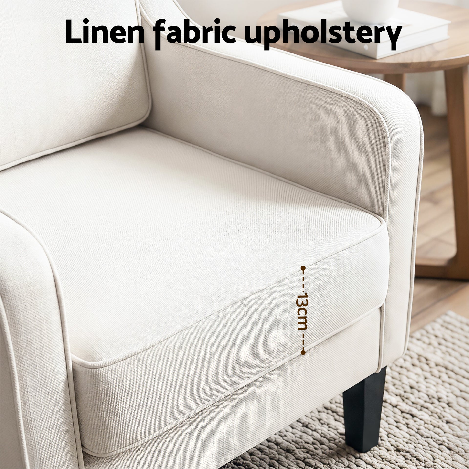 Artiss Armchair Lounge Accent Chair Linen Fabric Beige Awezingly