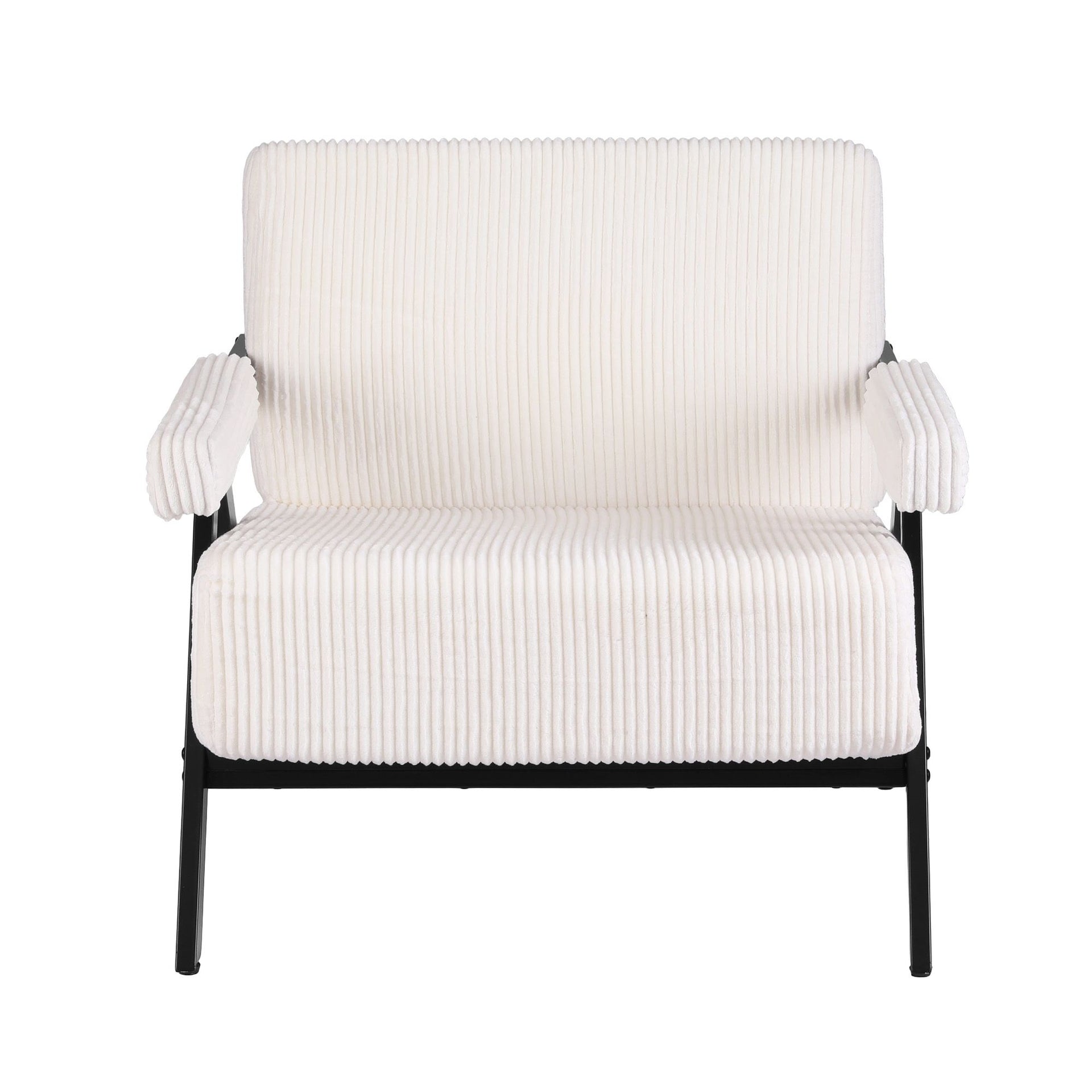 Artiss Compressed Armchair White Corduroy Accent Chair for Small Space Awezingly