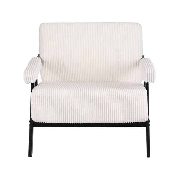 Artiss Compressed Armchair White Corduroy Accent Chair for Small Space Awezingly