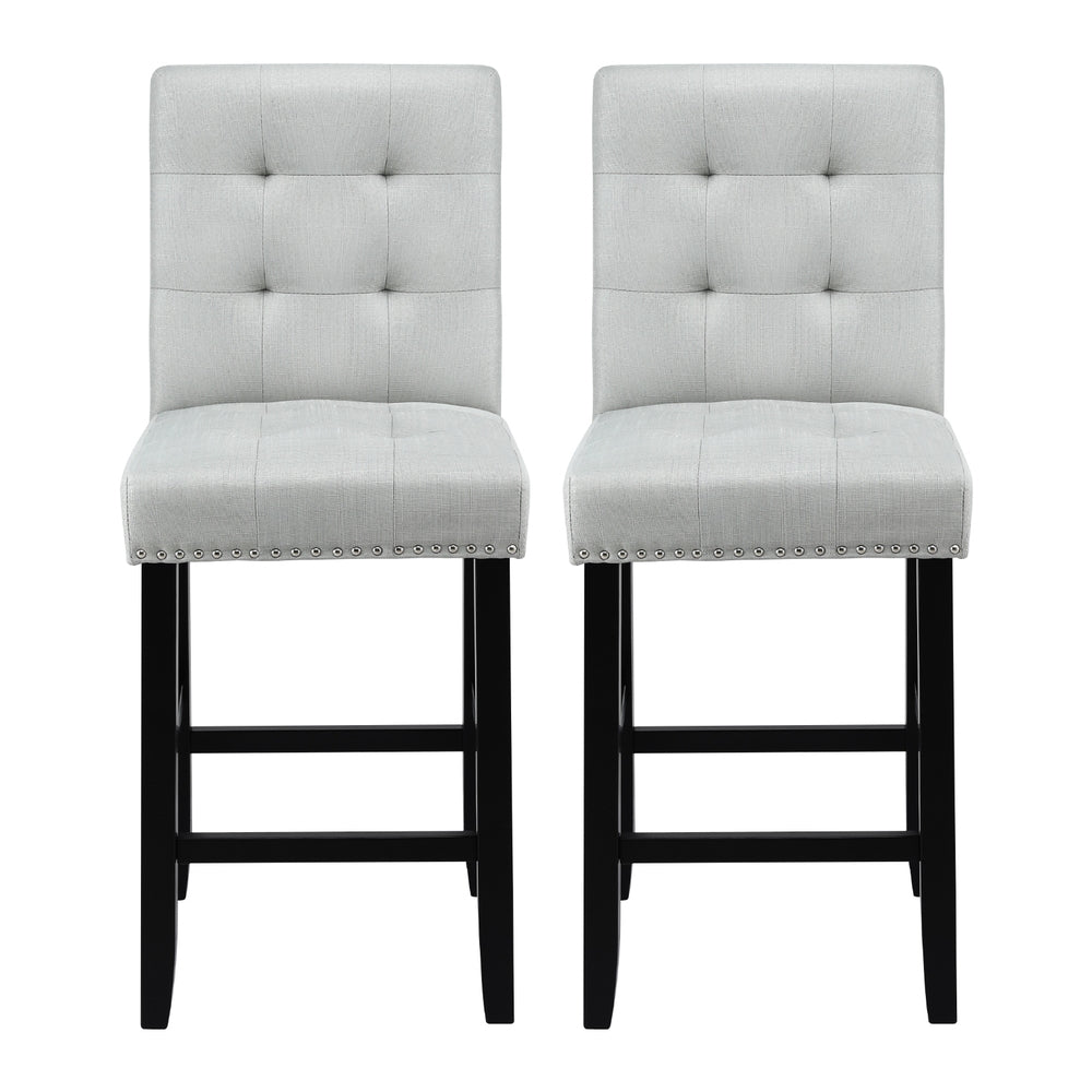 Artiss 2x Bar Stools Kitchen Dining Chairs Counter Fabric Stool Wooden Ada Grey Awezingly