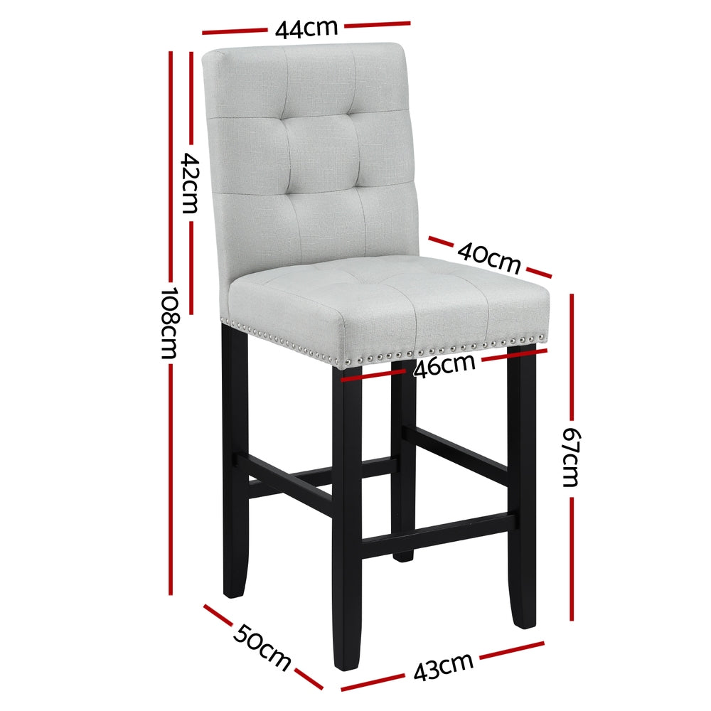 Artiss 4x Bar Stools Kitchen Dining Chairs Counter Fabric Stool Wooden Ada Grey Awezingly