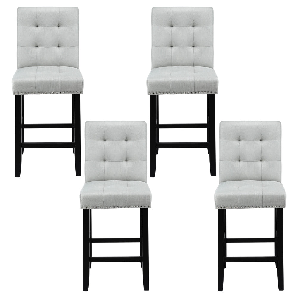 Artiss 4x Bar Stools Kitchen Dining Chairs Counter Fabric Stool Wooden Ada Grey Awezingly