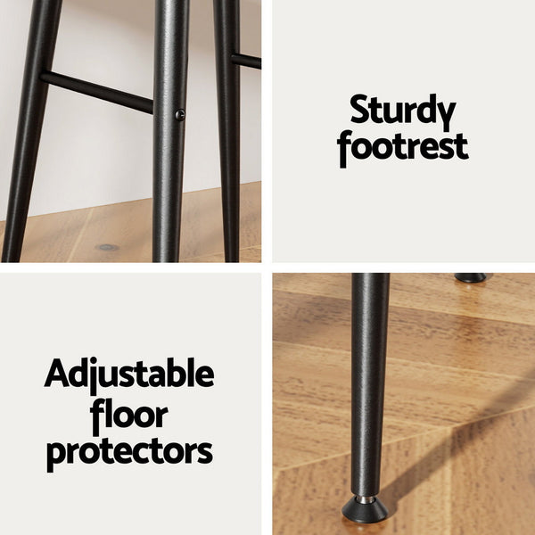 Artiss 2x Bar Stools Kitchen Dining Chairs Counter Round PU Leather Lane Brown Awezingly