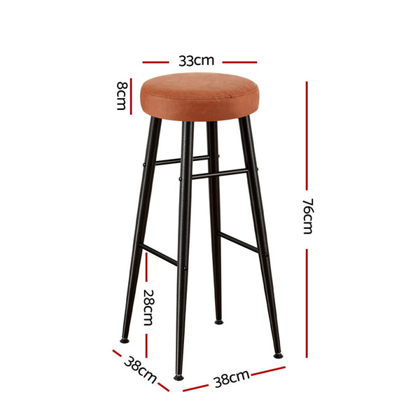 Artiss 4x Bar Stools Kitchen Dining Chairs Counter Round PU leather Lane Brown Awezingly
