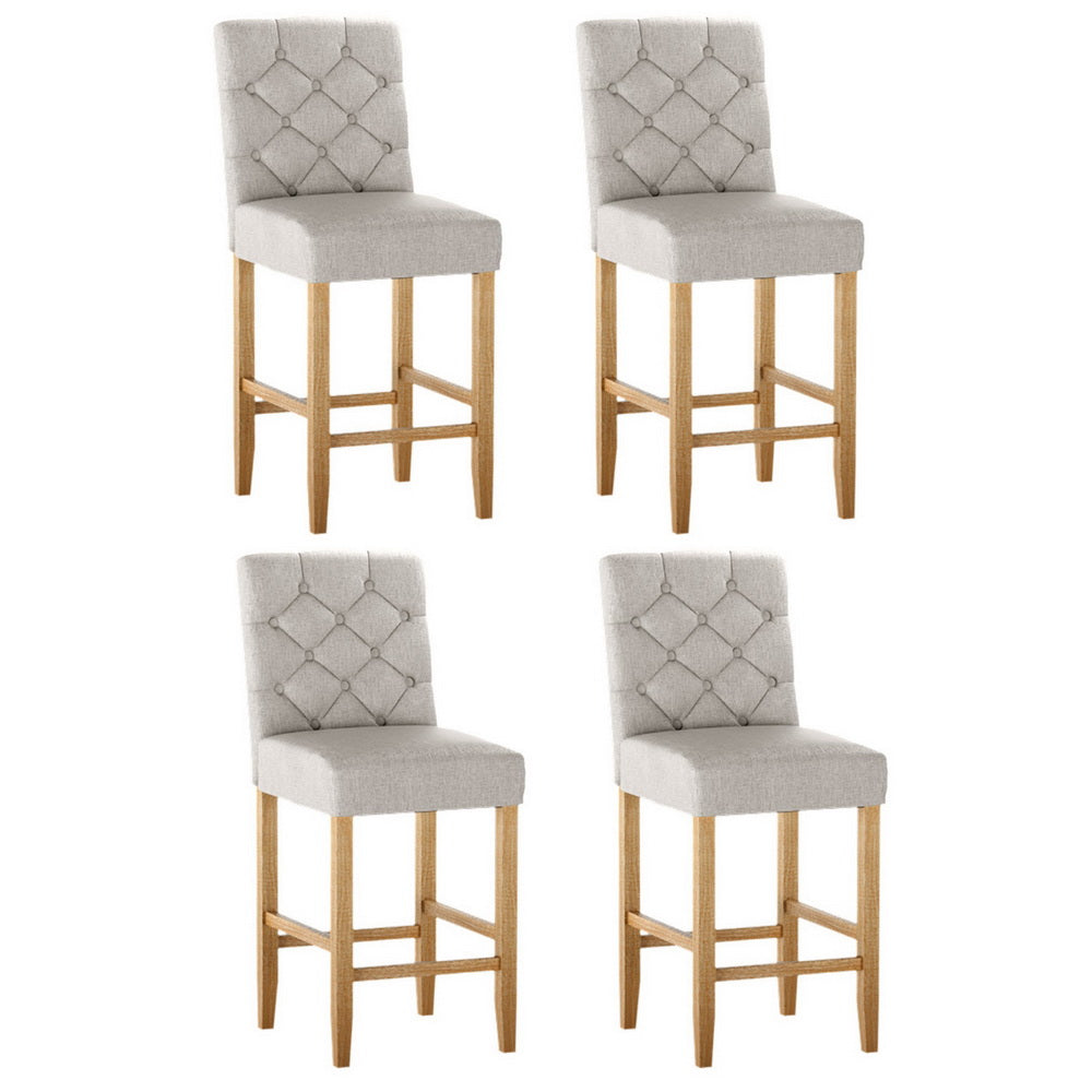 Artiss 4x Bar Stools Linen Upholstered Chairs Artiss