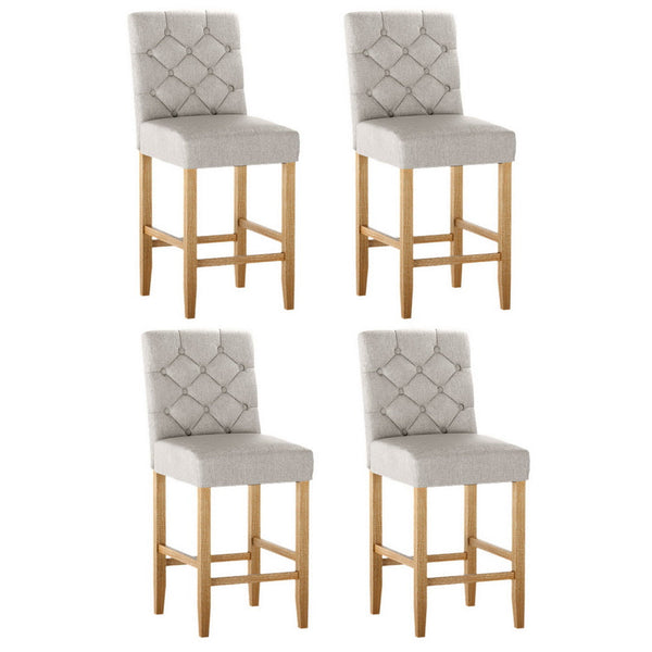 Artiss 4x Bar Stools Linen Upholstered Chairs Artiss
