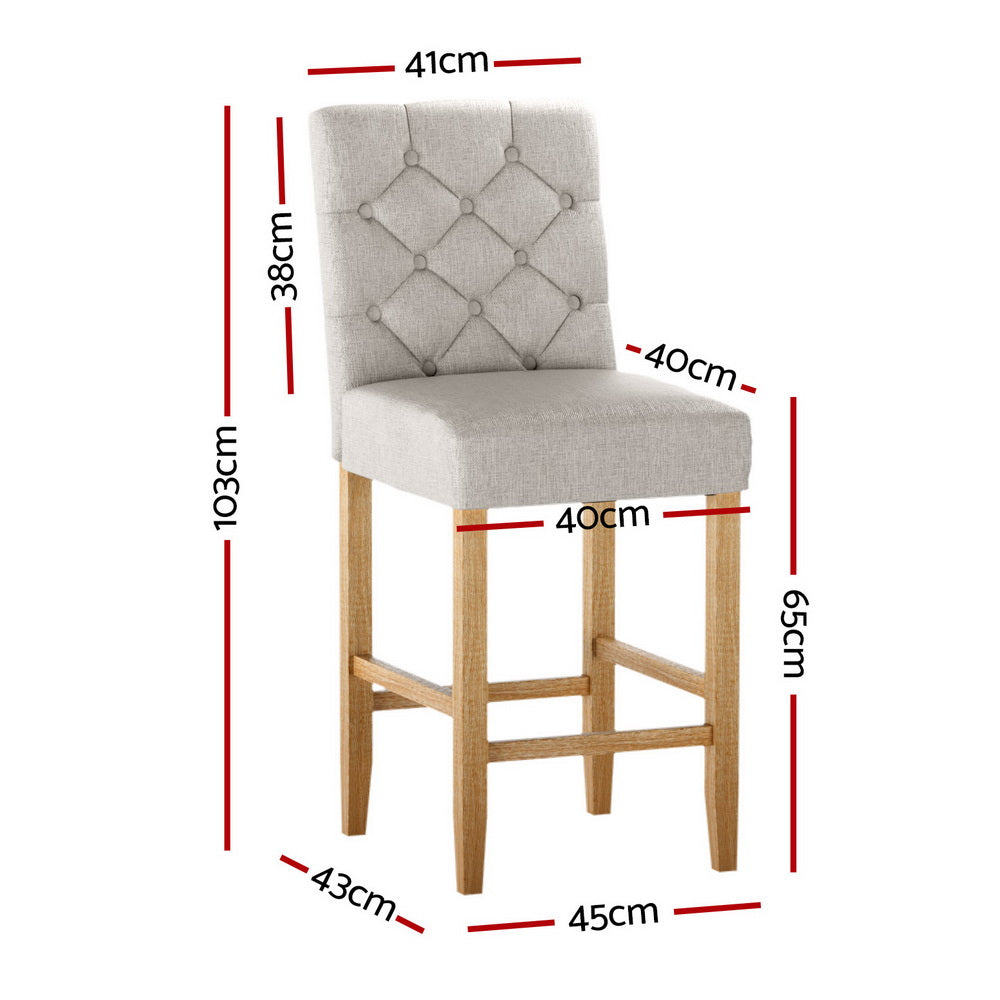 Artiss 4x Bar Stools Linen Upholstered Chairs Artiss