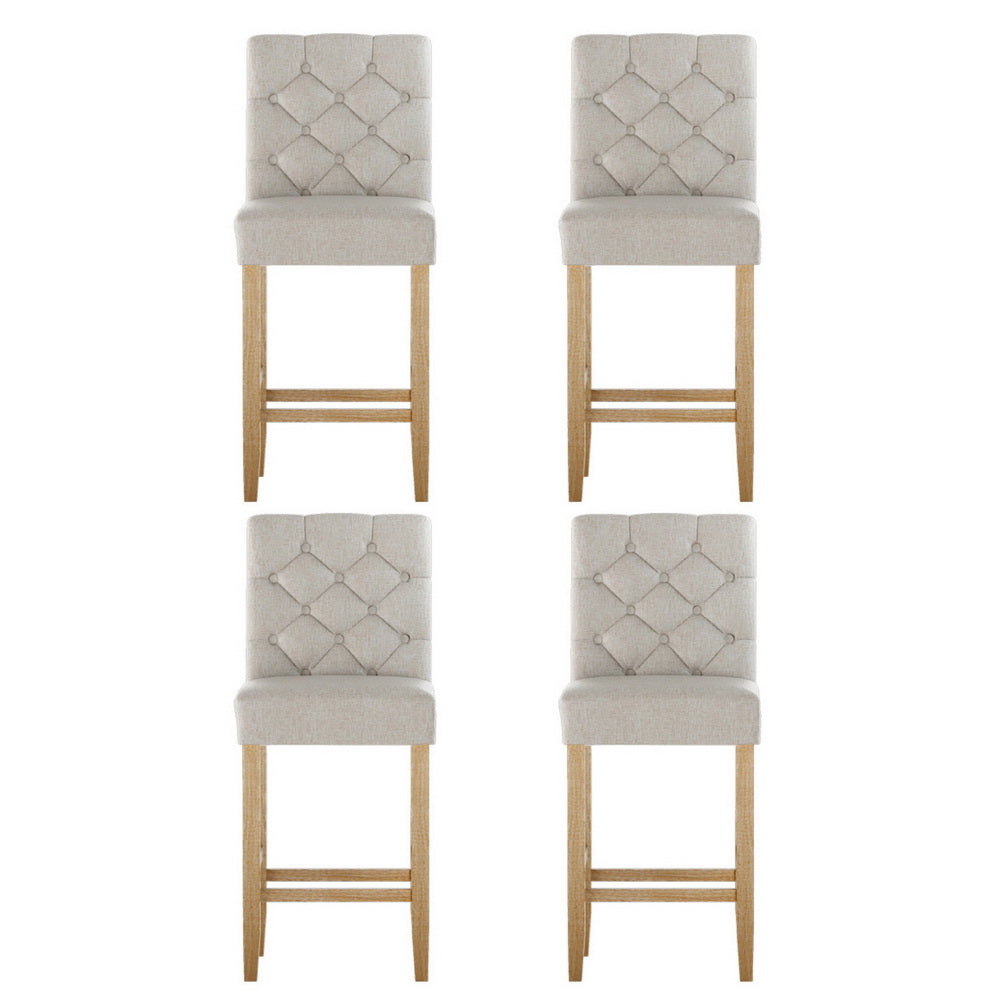 Artiss 4x Bar Stools Linen Upholstered Chairs Artiss
