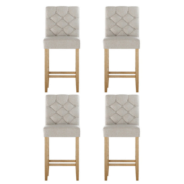 Artiss 4x Bar Stools Linen Upholstered Chairs Artiss