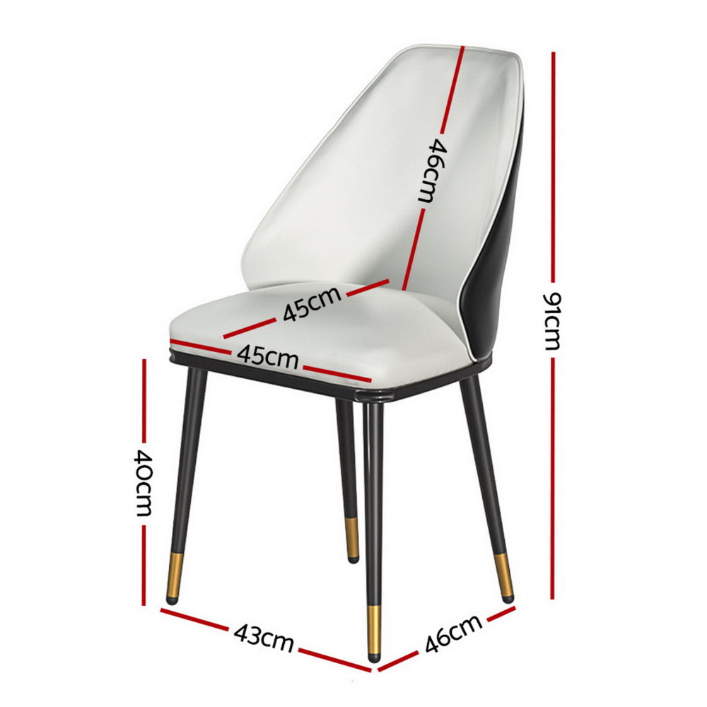 Artiss Dining Chairs Set of 4 Leather Seat Beige and Black Artiss